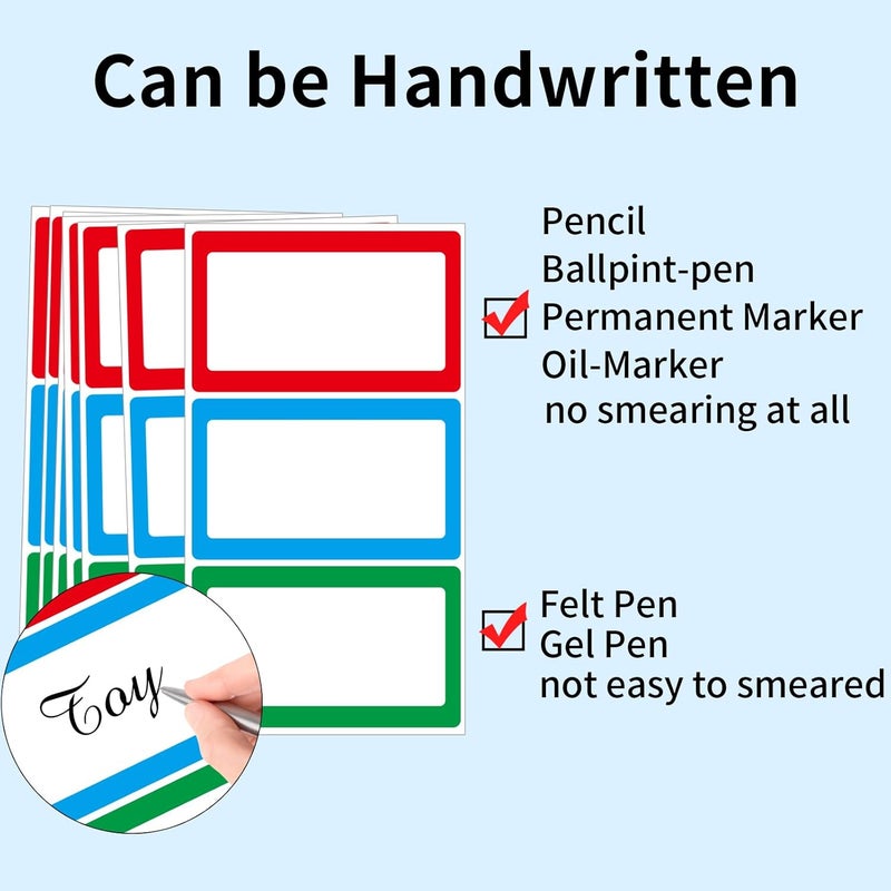 STARLIBOO Removable Colored Labels Stickers, 3X5 Inch Removable Large Label Stickers for Moving Boxes and Storage Bins- Waterproof- Writable- Tear Resistant (Blue/Red/Green) - Image 3